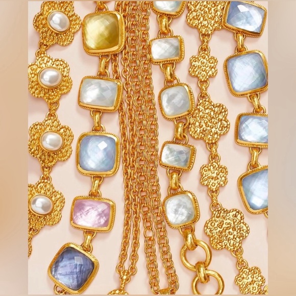 NWT Authentic Rare Julie Vos Flower Station Chalcedony Blue Statement Bracelet - Picture 3 of 17